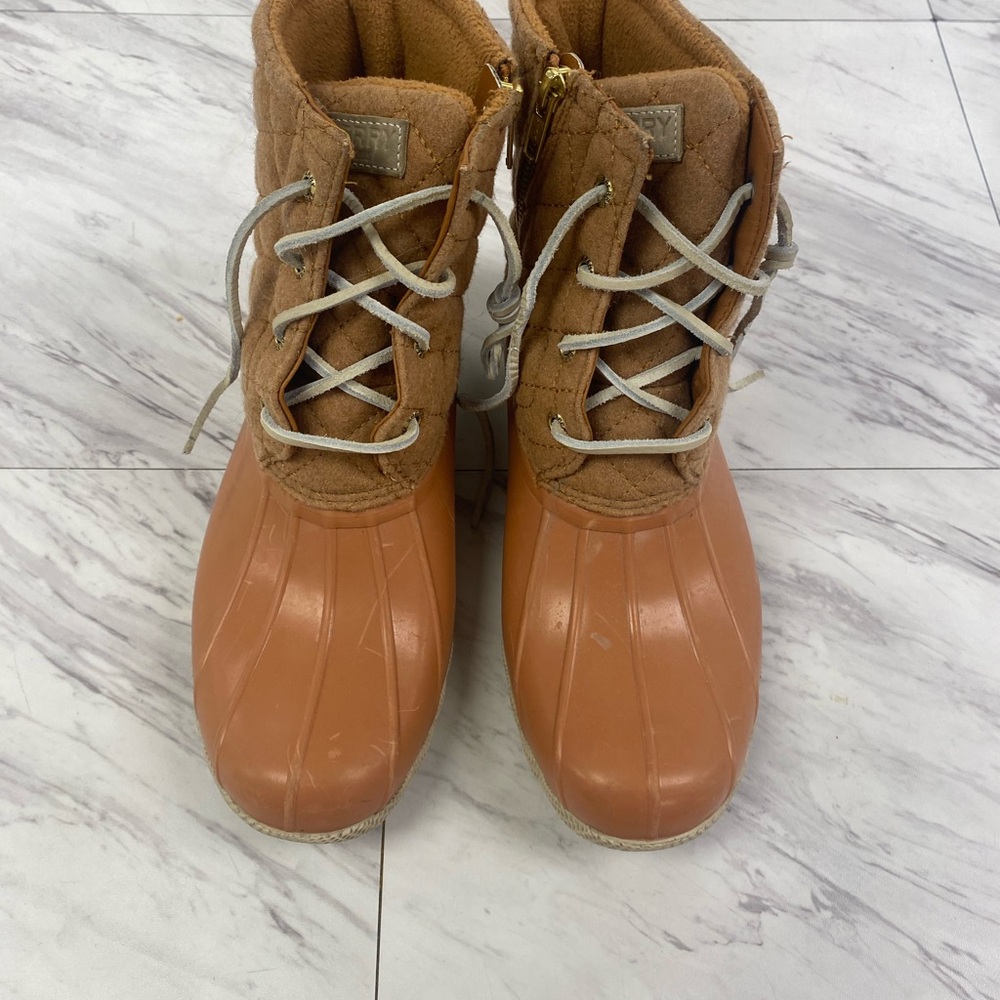 Sperry Women's Brown/Tan Waterproof Lace-Up Duck Boots
